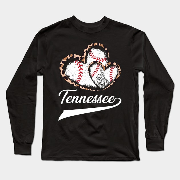 Tennessee Souvenir Leopard Hearts I Love Tennessee Women Long Sleeve T-Shirt by Jhon Towel